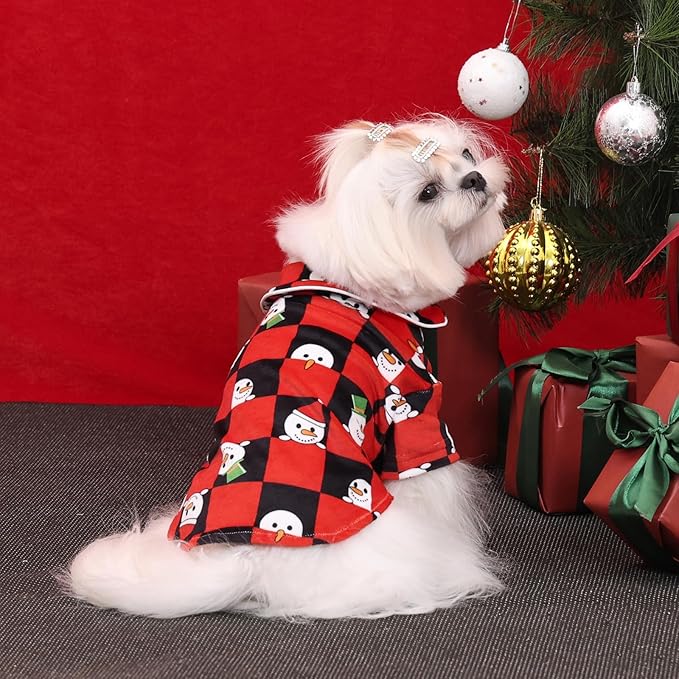 CuteBone Two-Leg Velvet Pet Christmas Pajamas Girl Dog Clothes - Soft, Cozy, and Stretchy Boy Pjs for Small, Medium Dogs and Cats Winter Sleepwear Apparel LTP14XL