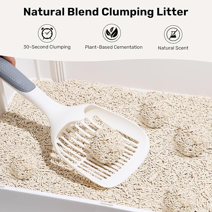 FUKUMARU Tofu Cat Litter - Natural Lightweight Bean Dregs & Corn Starch Cat Litter Pellets, Dust Free Quick Clumping, Effective Odor Control, Flushable, Low Tracking, 32lb (8lb x 4 Bags)