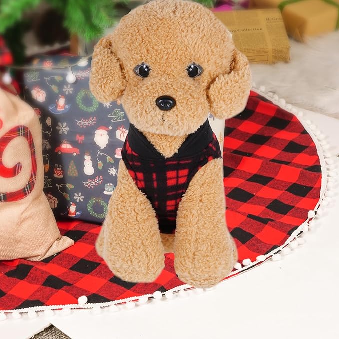 Rbenxia 6 Piece Buffalo Plaid Dog Sweater Set Soft Fleece Vest & Pullover Jacket with Leash Ring for Puppy, Cat Small Dog Pets Warm Winter Outfits (Red, Green, Blue, Black, Bright Blue, Gray, Medium)
