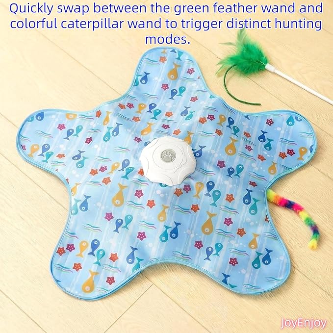 Hide and Seek Interactive Cat Toy, 5-Hole Motion Activated Bird Sound USB Rechargeable Puzzle Toy, Automatic Mental Stimulation for Indoor Cats & Multi-Cat Play