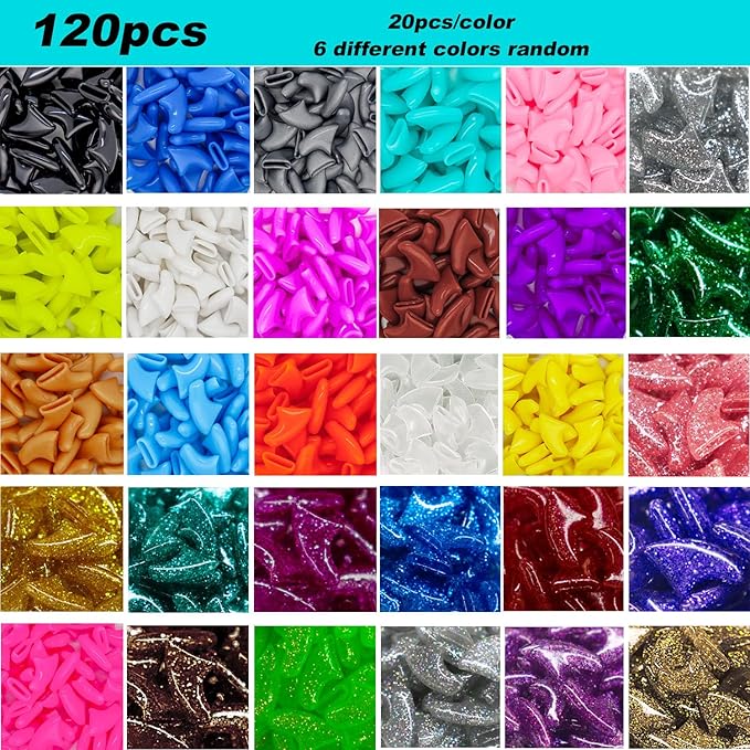 VICTHY 120pcs Cat Nail Caps | Cat Nail Covers | Cat Claw Caps with Adhesives and Applicators (Medium)