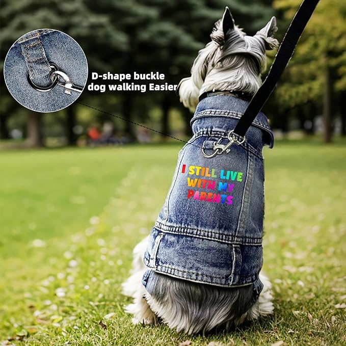 Dog Jeans Jacket Denim Vest Breathable Blue Pet Coat for Puppy Small Dogs Clothes Classic Overalls Male Cat Costumes Apparel Washed Outfit T-Shirts（X-Large）