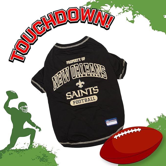 NFL New Orleans Saints Dog T-shirt X-Large. - Licensed Shirt for Pets Team Colored with Team Logos- Premium Stretchable Materials for the comfort of your Dog & Cat