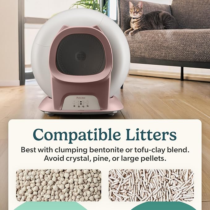 Petcove Automatic Self Cleaning Litter Box for Multiple Cats - PurrTek with Smart App (5GHz Wi-Fi), Triple Odor Control, Quiet Operation & Advanced Safety Sensors