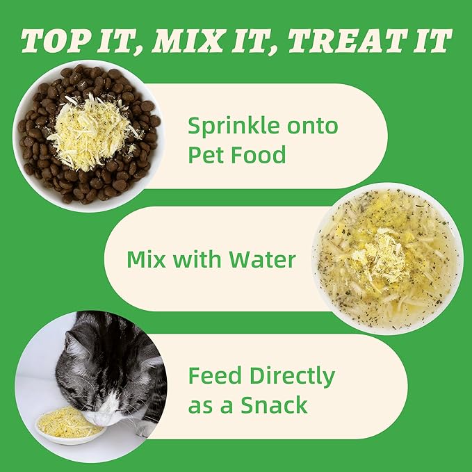 Wellix Dog & Cat Food Topper Catnip Treats for Cats with Egg Yolk & Chicken, Freeze Dried Cat Appetite Stimulant Treats Low Calorie Snacks Natural Ingredients Healthy Dry Food for Dogs & Cat-7.05oz