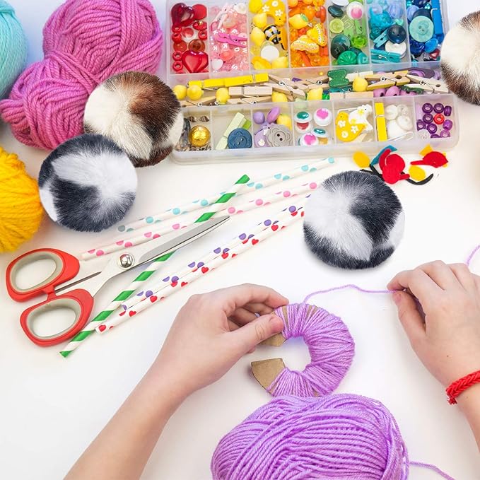 Skylety 8 Pack Cat Pom Poms Ball with Catnip Large Cat Balls Soft No Bells Quiet Interactive Toys Cute Fuzzy Artificial Balls Faux Fur 2 Inches for Kitten Pet Gifts Chasing Playing Exercising Indoor