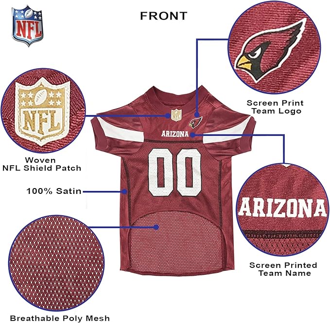 NFL Arizona Cardinals Dog Jersey - X-Small, Football Jersey Costume for Dogs & Cats