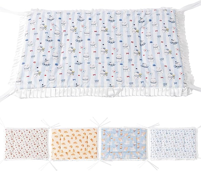 Reversible Silent Cat Bed Self Warming Pet Pad Thin Style Mat Washable Cushion Pad, Pad for Window Perch Outdoor Cat Houses, for Cats, Small Dogs, Rabbits, Non Electric,(Blue Puppy,L)