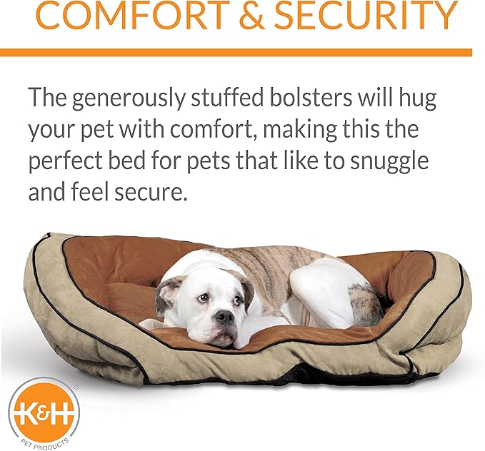 K&H Pet Products Bolster Couch Pet Bed Large Mocha/Tan 28" x 40"