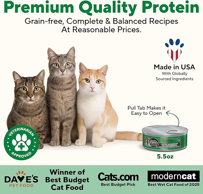 Dave's Pet Food Grain Free Wet Cat Food (95% Chicken & Chicken Liver Pate), Made in Canada Naturally Healthy Canned Cat Food, Added Vitamins & Minerals, Wheat & Gluten-Free, 5.5 oz (24 Pack)