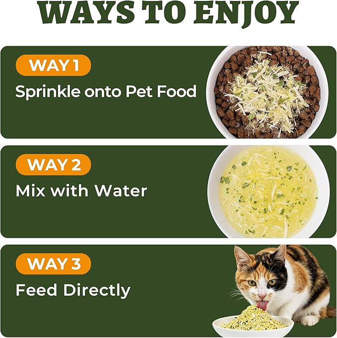 Wellix Freeze Dried Dog and Cat Food Toppers with Kale & Egg Yolk for Picky Pet - High Protein Low Calorie Dog Treats to Support Digestive & Skin Health - Healthy Cat Treats for Indoor Cats 7.05oz