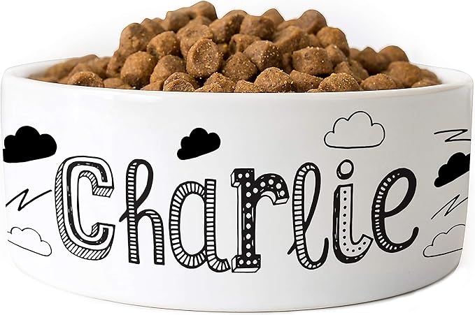 Personalized Dog Bowl, Ceramic, 6 inches, Customizable