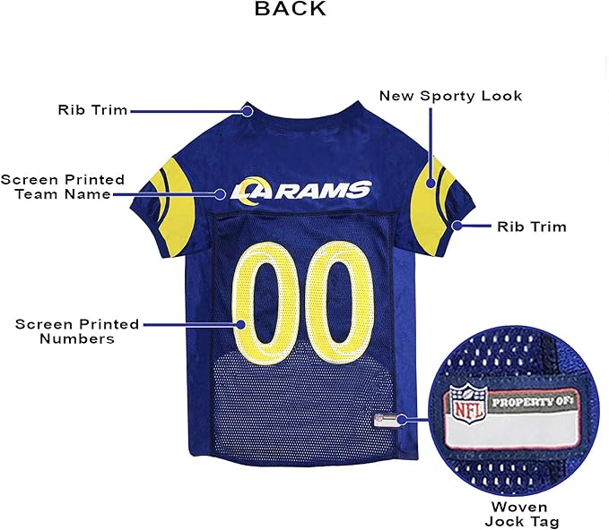 NFL STL-4006-MD LOS ANGELES RAMS DOG Jersey, Medium