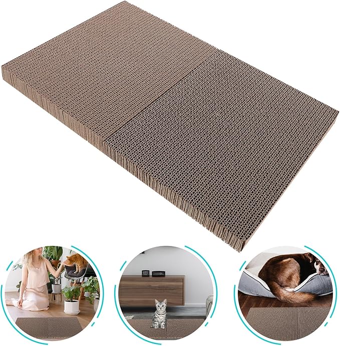 Beaupretty 2pcs Cat Scratcher Replacement Pads, Corrugated Cardboard Scratch Boards 11.4X7.8X1.1 Inches, Furniture Scratch Protectors and Cat House Bed Refills for Healthy Claw Maintenance