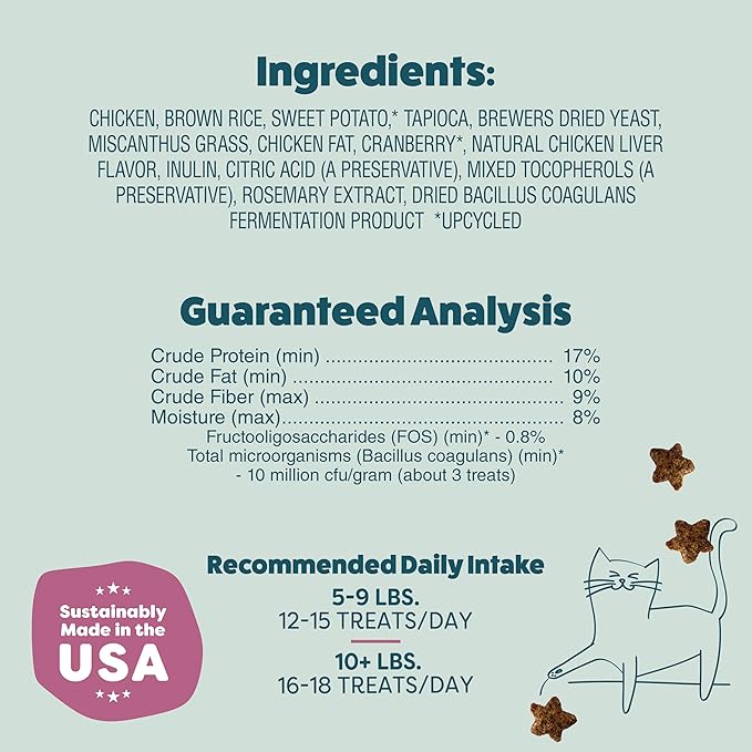 Shameless Pets Crunchy Cat, Natural Kitty Treats for Cats with Digestive Support with Real Chicken, Healthy Flavored Feline Snacks - Cran You Say Chicken (Pack of 2)