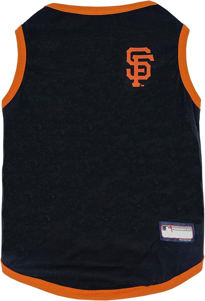 Pets First MLB SAN Francisco Giants Reversible T-Shirt, Large for Dogs & Cats. A Pet Shirt with The Team Logo That Comes 2 Designs; Stripe Tee on one Side; Solid Design Other Side|, SFG-4158-LG