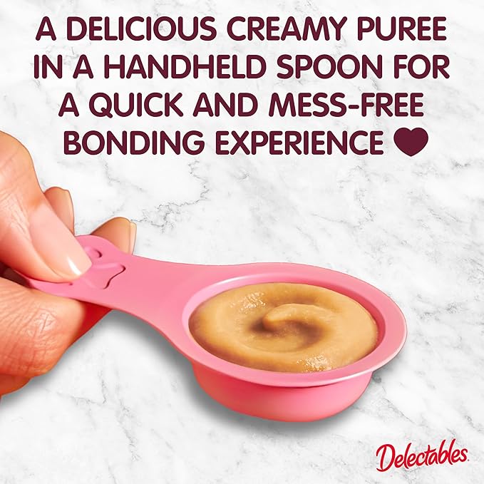 Delectables Lickable Spoon Handheld Wet Cat Treats Made with Real Tuna, Quick & Easy Creamy Puree, Mess Free, Grain-Free, No Added Fillers, No By-Products, No Added Preservatives, Tuna 96ct
