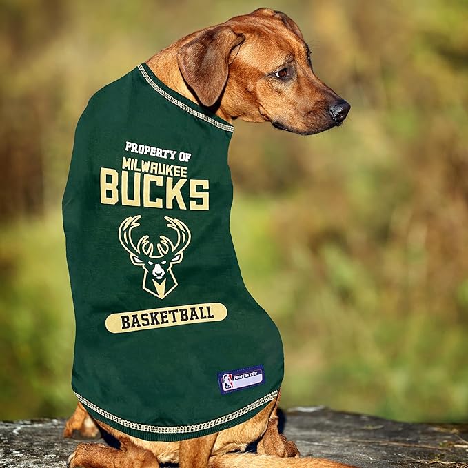Pets First Cute Dog T-Shirt, X-Large - NBA Milwaukee Bucks Dog & Cat Shirt with Basketball Team Logo