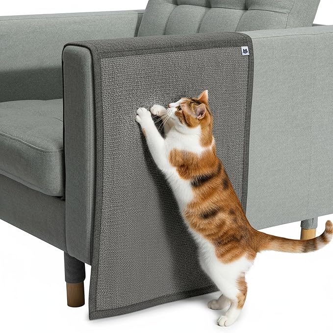 The Cat Ladies Cat Scratch Furniture Protector Mat - Couch Protector from Claws - Anti Scratch Furniture Protectors from Cats Scratching - Sisal Scratcher Pad - Dark Grey