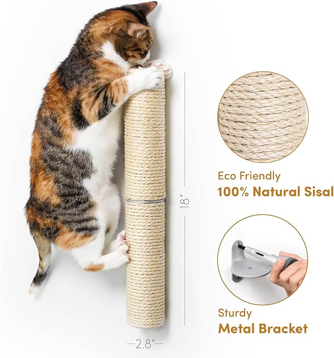 xympo 18" Compact Wall Mounted Cat Scratcher, Sisal Scratching Post