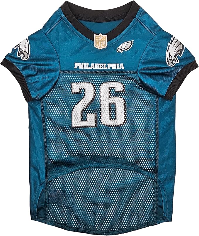 Pets First NFLPA Saquon Barkley Pet Jersey #26, NFL Dog Shirt, Philadelphia Eagles Mesh Jersey, Size Large