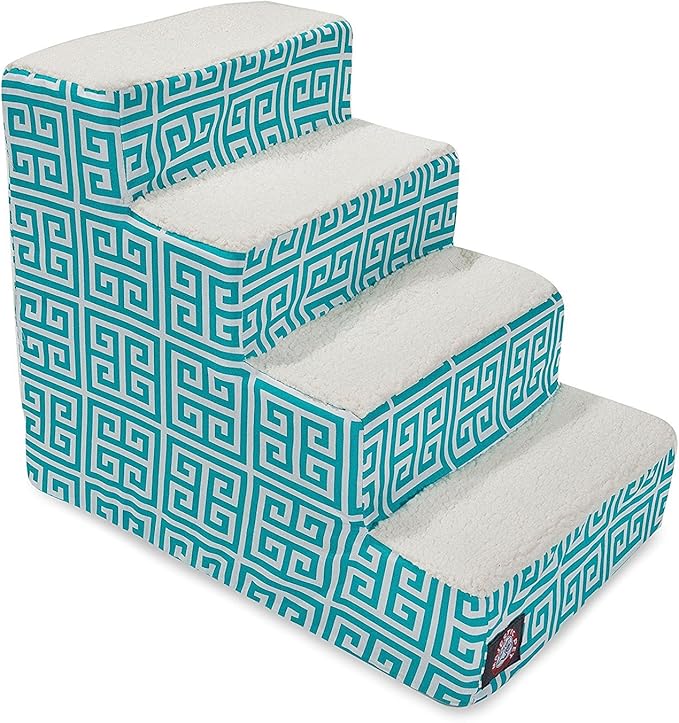 Majestic Pet Portable Pet Stairs | Soft Sherpa Steps Foam Feeling | Steps for Dogs & Cats | Dog & Cat Ramp | Perfect for Bed & Sofa | Indoor Only | Max Weight: up to 250 Lbs, 4 Step, Towers Teal