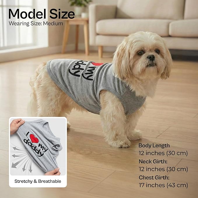 Parisian Pet 2 Pack Dog Shirts – 100% Cotton Shirts for Medium Dogs – Sleeveless I Love My Daddy & Daddy’s Girl Dog Clothes – Breathable Summer Pet Apparel - Stretchy and Stylish T Shirts for Dogs