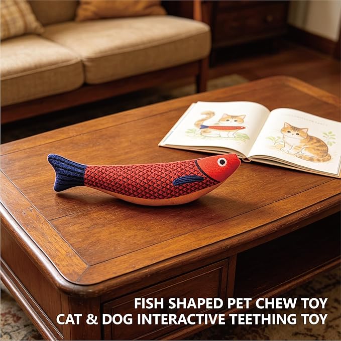 Cat Toys with Soft Chew Kicker Cat Toys for Indoor Cats & Kittens, Crinkle &Rattle Fish Sound Toy (1 Pack)