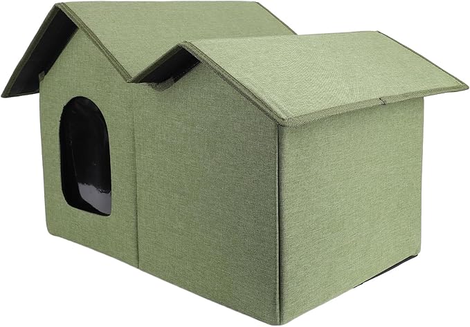 AYNEFY Cat Beds Furniture Outdoor Cat Cave Spacious Peaked Design Enclosed Hideaway with Portable Folding Design for Year Round Comfort Foldable House for Indoor Cats (OD Green)