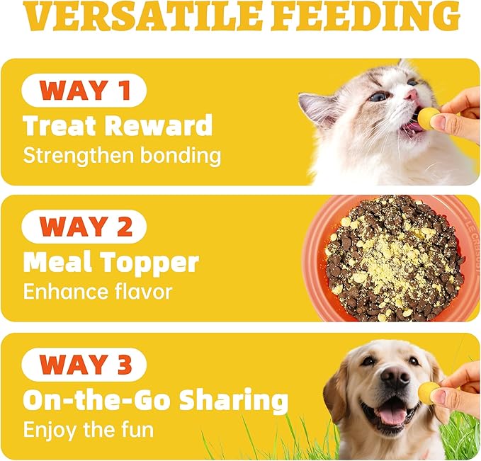 Wellix Freeze-Dried Treats for Dogs and Cats - High-Protein Quail Egg Yolk Freeze Dried Cat Treats for Skin&Coat Health - Delicious Training Snacks for Pets 9oz