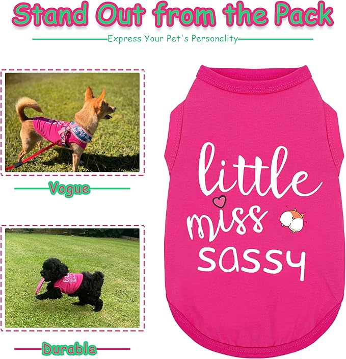 Paiaite Dog Clothes Fashionable Sleeveless Pet Vest: 'Little Miss Sassy' Printed Cotton Dog Shirt, Ideal for Small, Medium, and Large Breeds, Ensuring Comfort and Breathability White M
