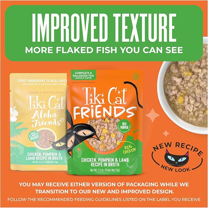 Tiki Cat Aloha Friends Wet Cat Food, Chicken, Pumpkin & Lamb, 2.5 oz. Pouch (12 Count)