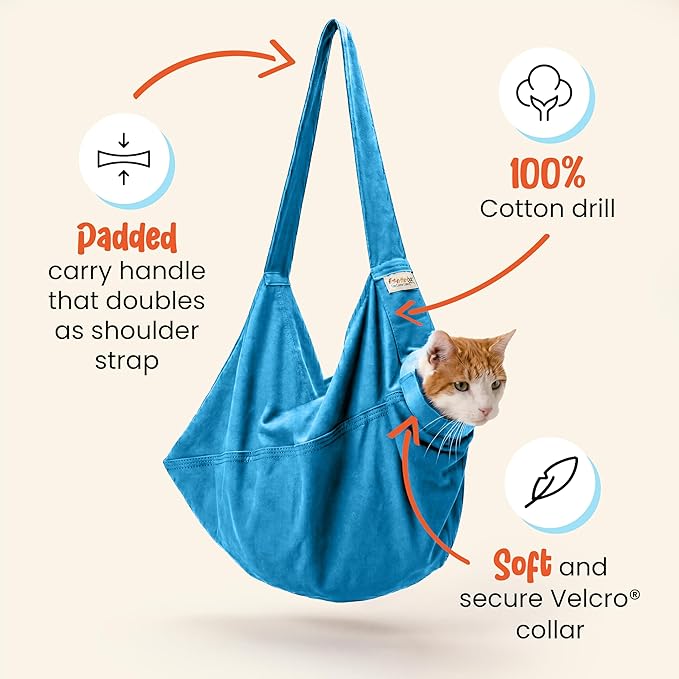 Cat-in-the-Bag Cozy Comfort Carrier - Extra Small Light Blue Cat Carrier Soft and Pet Carrier Administration, Grooming, Vet Visits, Dental Care, and Nail Trimming