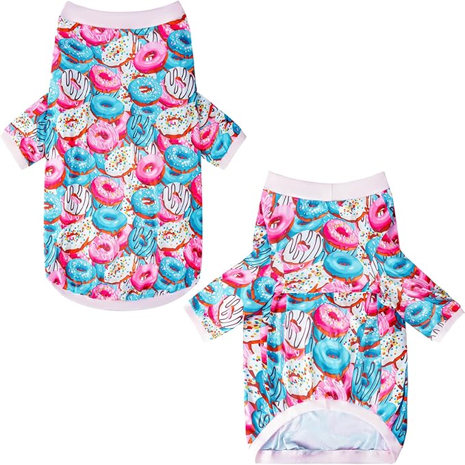 Dog Colorful T Shirts Doughnut Pattern Printed Pet Shirt Softable Pajamas for Small Dogs (XL,Doughnut)