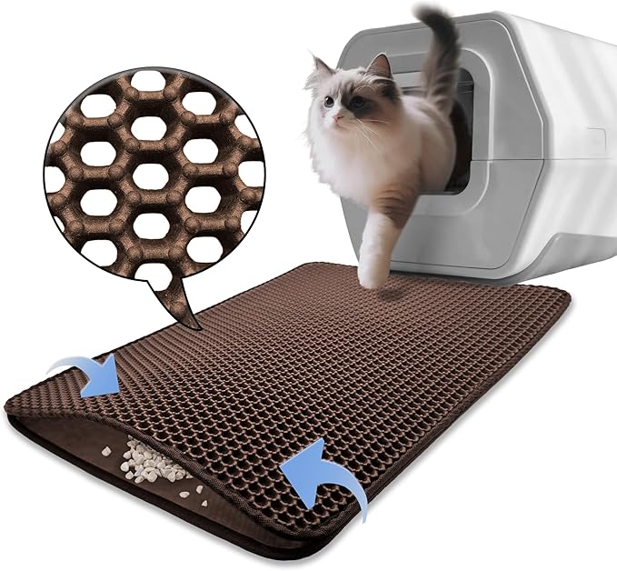 HTTMT- (23x17 inch) Pet Supplies Cats Litter & Housebreaking 58X43 Brown Cat litter Mat Double Layer Pad Trapper Folding Pad EVA Foam Rubber