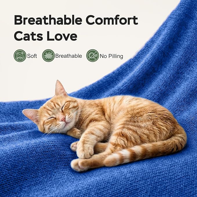 Cat Wrap for Cutting Nails, Self-Adhesive Cat Nail Clipping Restraint Bag, Anti-Scratch Cat Grooming Wrap Swaddle for Meds, SubQ Fluids, Ear Cleaning, Teeth Brushing & Vet Visits,Blue,M