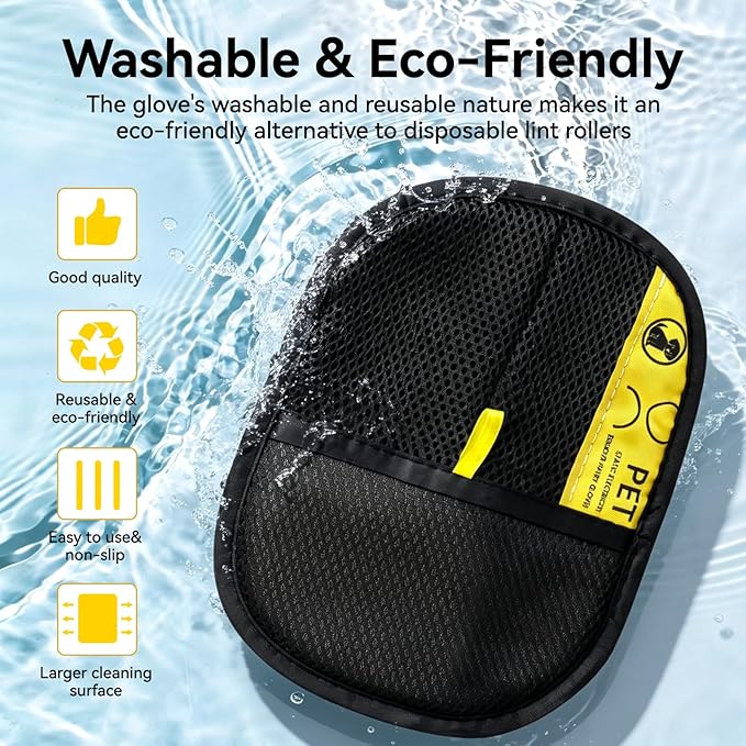 Pet Hair Remover Glove for Dogs and Cats 2 Pack Reusable Electrostatic 5 Finger Grooming Brush Tool Lint Catcher for Couch Clothing Car Seat