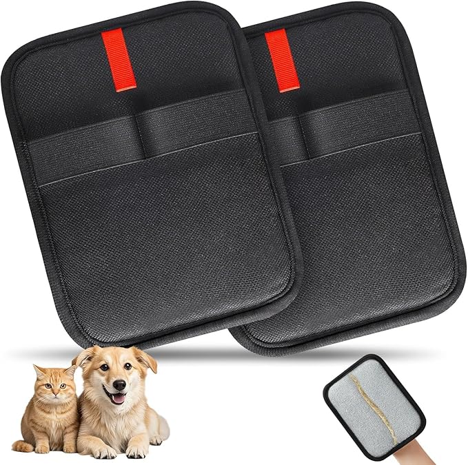 2 Pcs Static Pet Hair Removal Gloves,Reusable Cat Dog Electrostatic Hair Remover Grooming Glove Tool for Couch, Furniture, Carpet, Car Seat