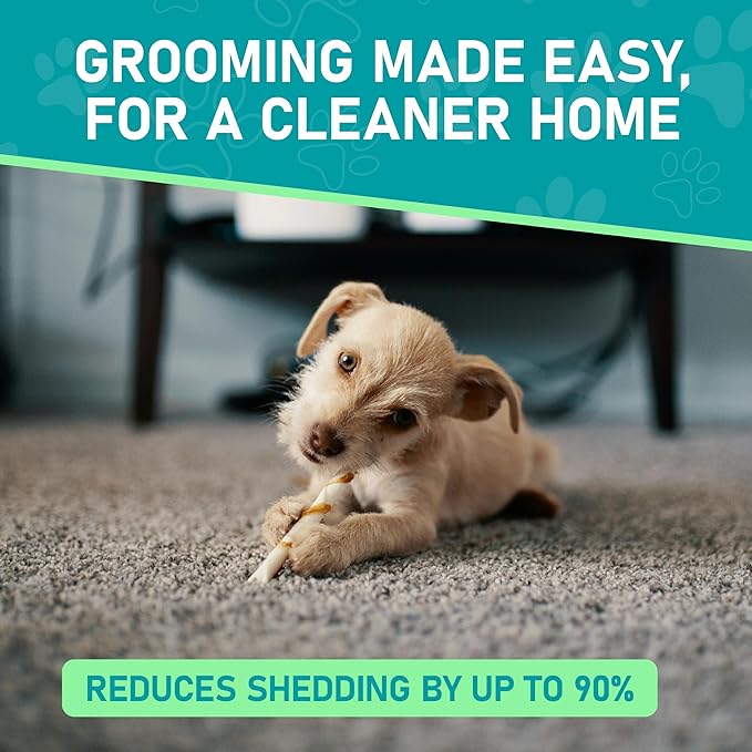 Maxpower Planet Pet Grooming Brush - Double-Sided Undercoat Rake for Dogs and Cats, Extra Wide, Reduces Shedding by 95%, White