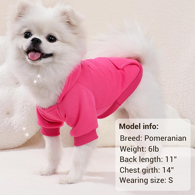 Pet Hoodie Dog Sweater for Small Dogs Girl Boy, Winter Puppy Sweatshirts with Pockets Hood, Warm Fleece Lined Dog Clothes Chihuahua Coat Clothing Puppy Cat Custume, Medium