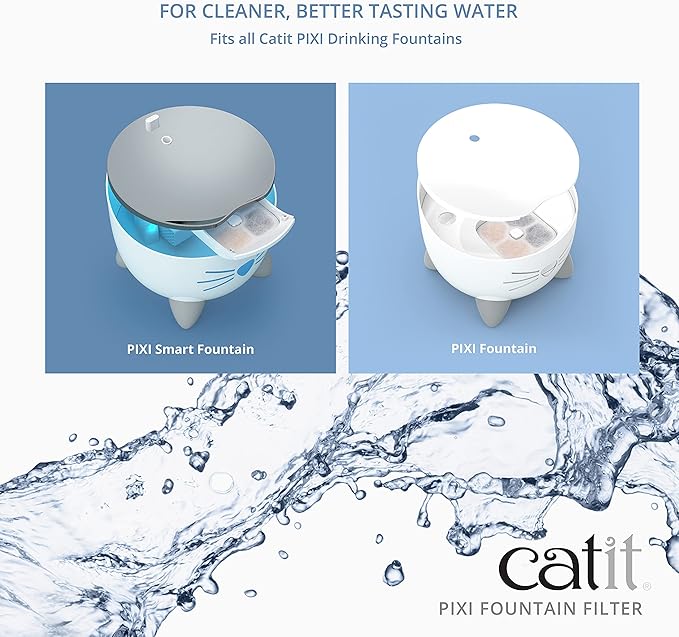 Catit PIXI Cat Drinking Fountain Original Filter, Official Replacement Triple Action Water Filter, 6-Pack, White