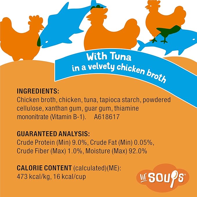 Purina Friskies Natural, Grain Free Lickable Cat Treats Lil’ Soups With Tuna in Chicken Broth - (Pack of 8) 1.2 oz. Cups