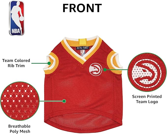 Pets First NBA Atlanta Hawks Dog Jersey, Medium- Tank Top Basketball Pet Jersey