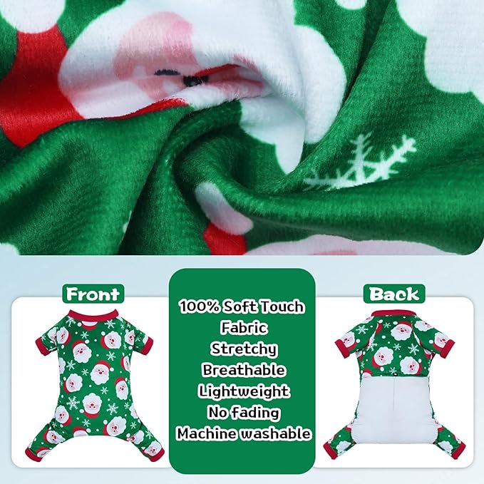 CuteBone Fleece Dog Christmas Pajamas Clothes Puppy Jammies Pet Apparel Cat Onesie for Chihuahua Yorkie Frenchies P315L