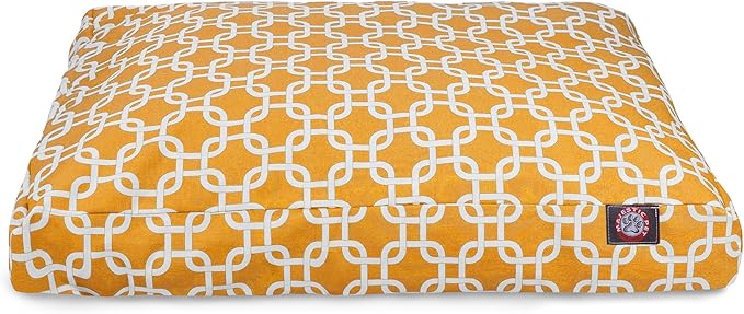 Yellow Links Large Rectangle Indoor Outdoor Pet Dog Bed With Removable Washable Cover By Majestic Pet Products