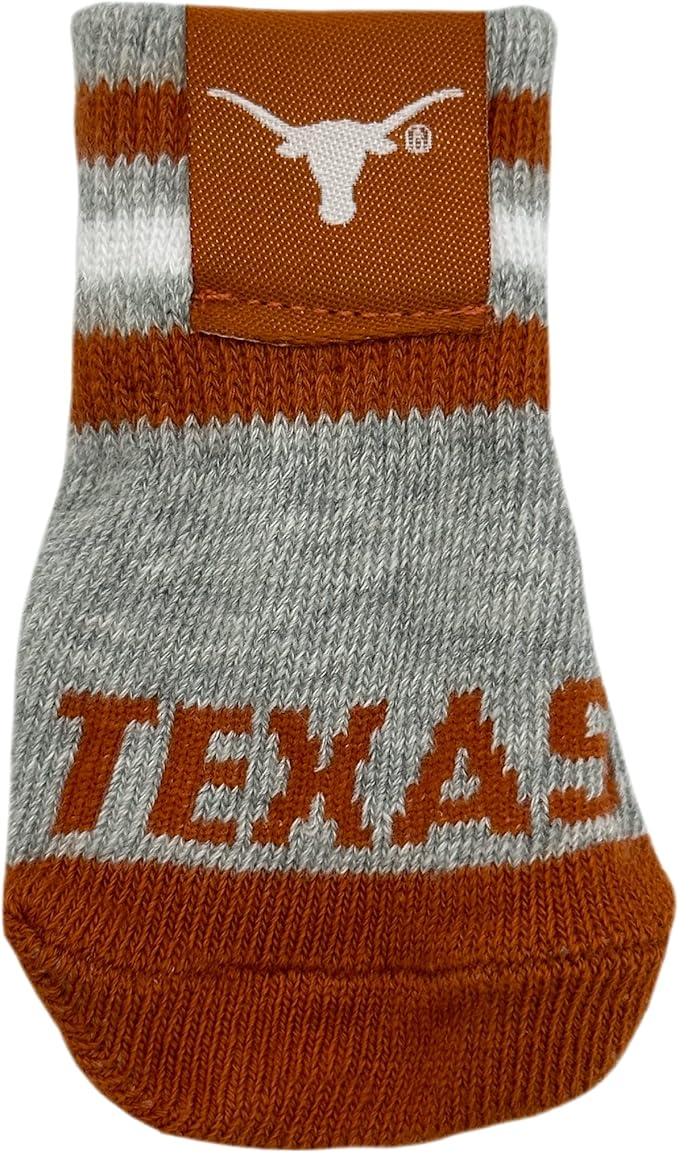 NCAA Texas Longhorns Anti Slip Dog Socks with Elastic Ribbed Top, Size Medium/Large. Indoor/Outdoor Socks, Best Dog Paw Protector, 2 Pairs of Pet Socks with Your Favorite Collegiate Sports Team