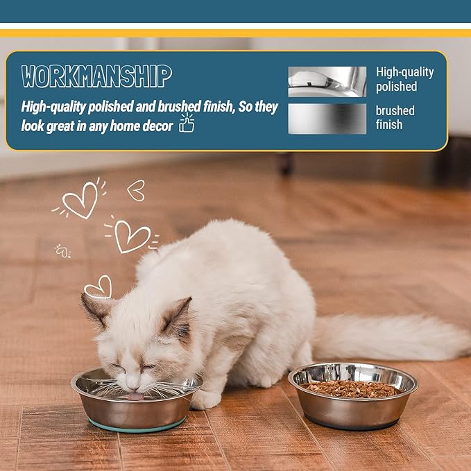 PEGGY11 Lightweight Stainless Steel Cat Bowls - 1.8 Cup, Single Pack