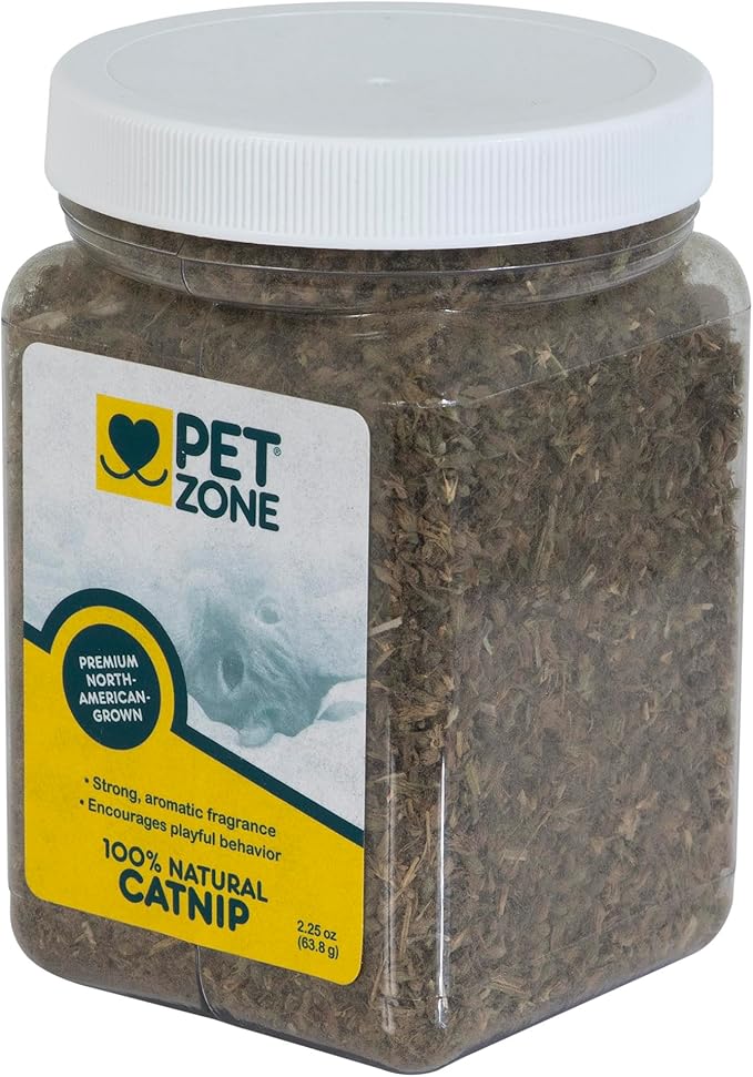 Pet Zone 100% Natural Premium North American Grown Catnip in Jar, 2.25 Oz (63.8 g), Pack of 1