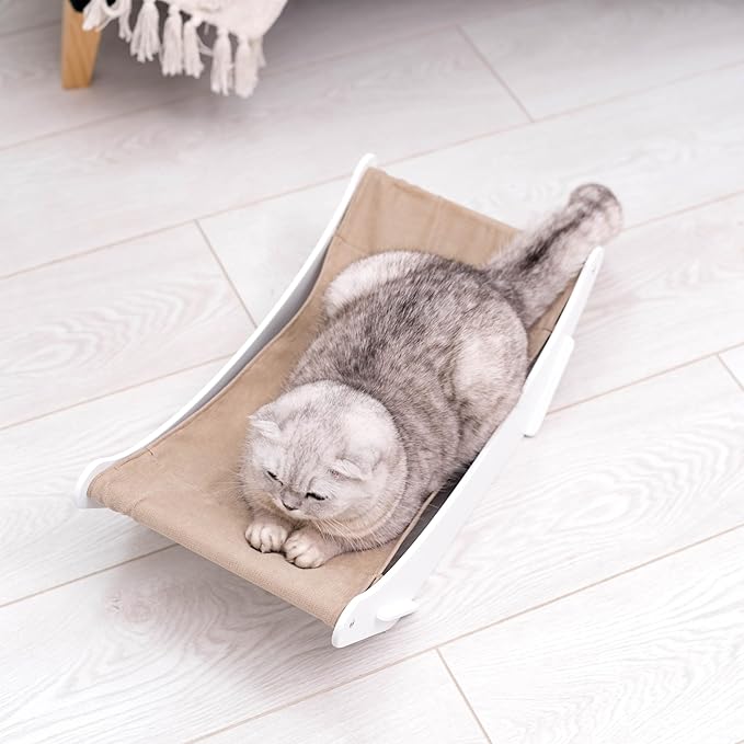 Cat Hammock Bed Wall Mount - Elevated Cat Beds for Indoor Cats - Floor Cat Hammock Wood Sleeper Cat Bed - Cat Furniture Indoor Cats Rustic Shelves Cat Decor Cat Lover Gift (Floor Hammock)