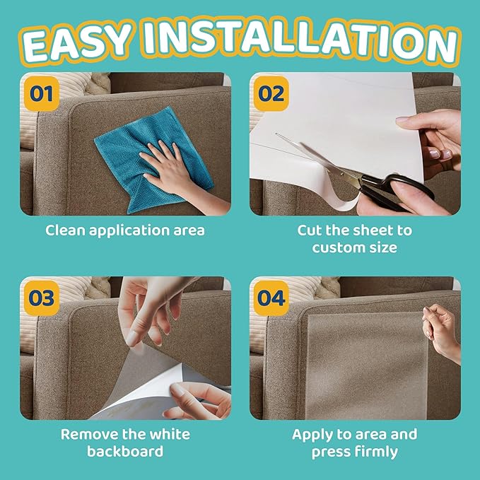 Mimi&Bubu [New Glue Extra-Thick BPA-free] Anti Scratch Furniture Protector(160" x 13"), Single-Sided Sticky Couch Protector for Cats and Dogs, Couch Corner Guard from Claws, Cat Scratch Deterrent Tape